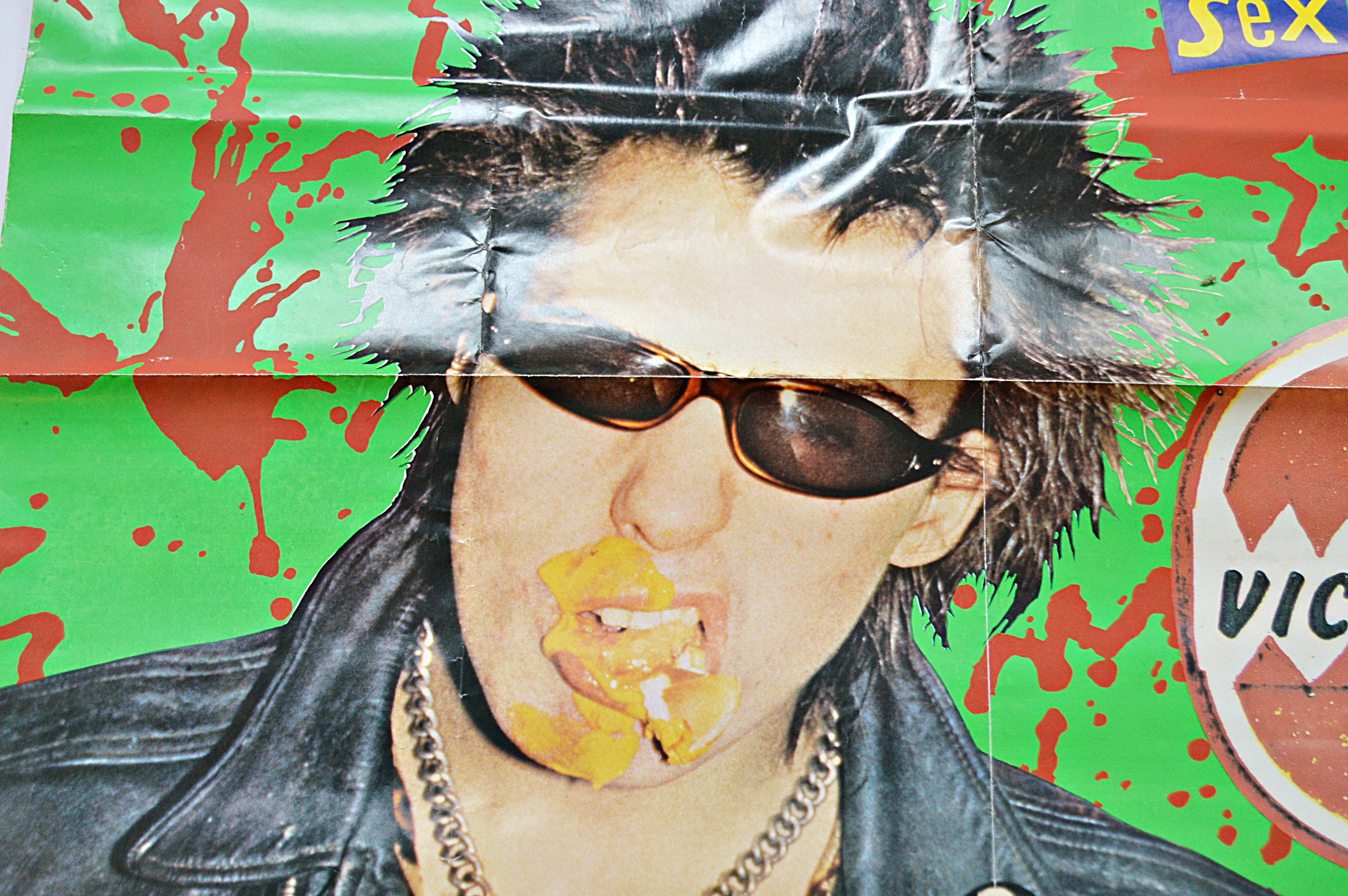 Original Jamie Reid-Designed 1970s Sex Pistols "Vicious Burgers" Poster