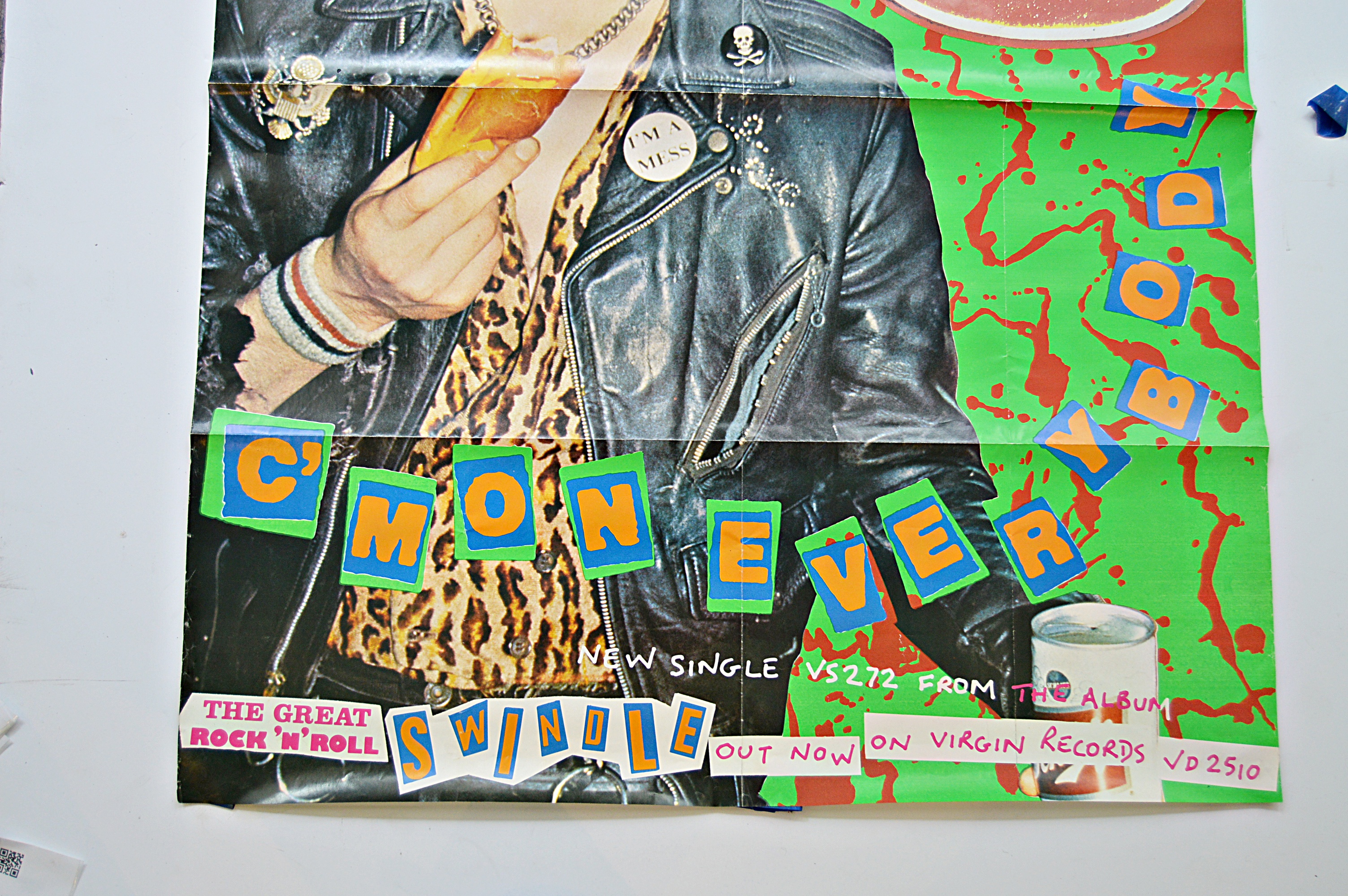 Original Jamie Reid-Designed 1970s Sex Pistols "Vicious Burgers" Poster