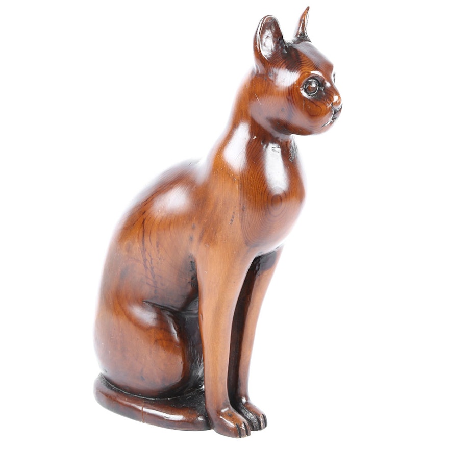 Carved Wooden Cat