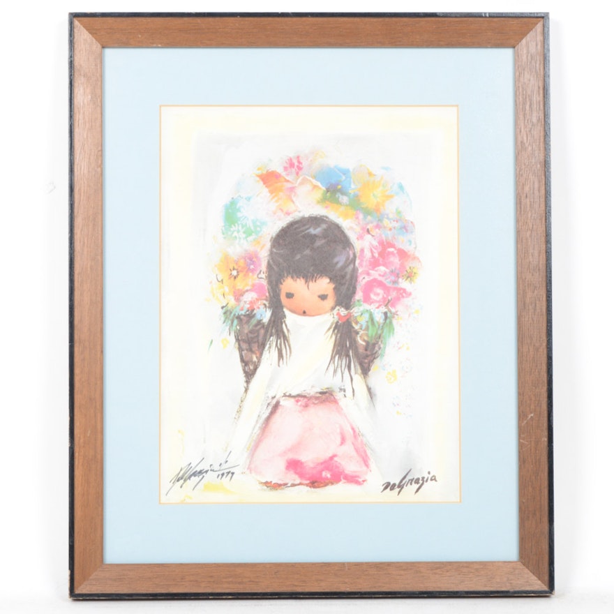 Signed Ettore DeGrazia Offset Lithograph