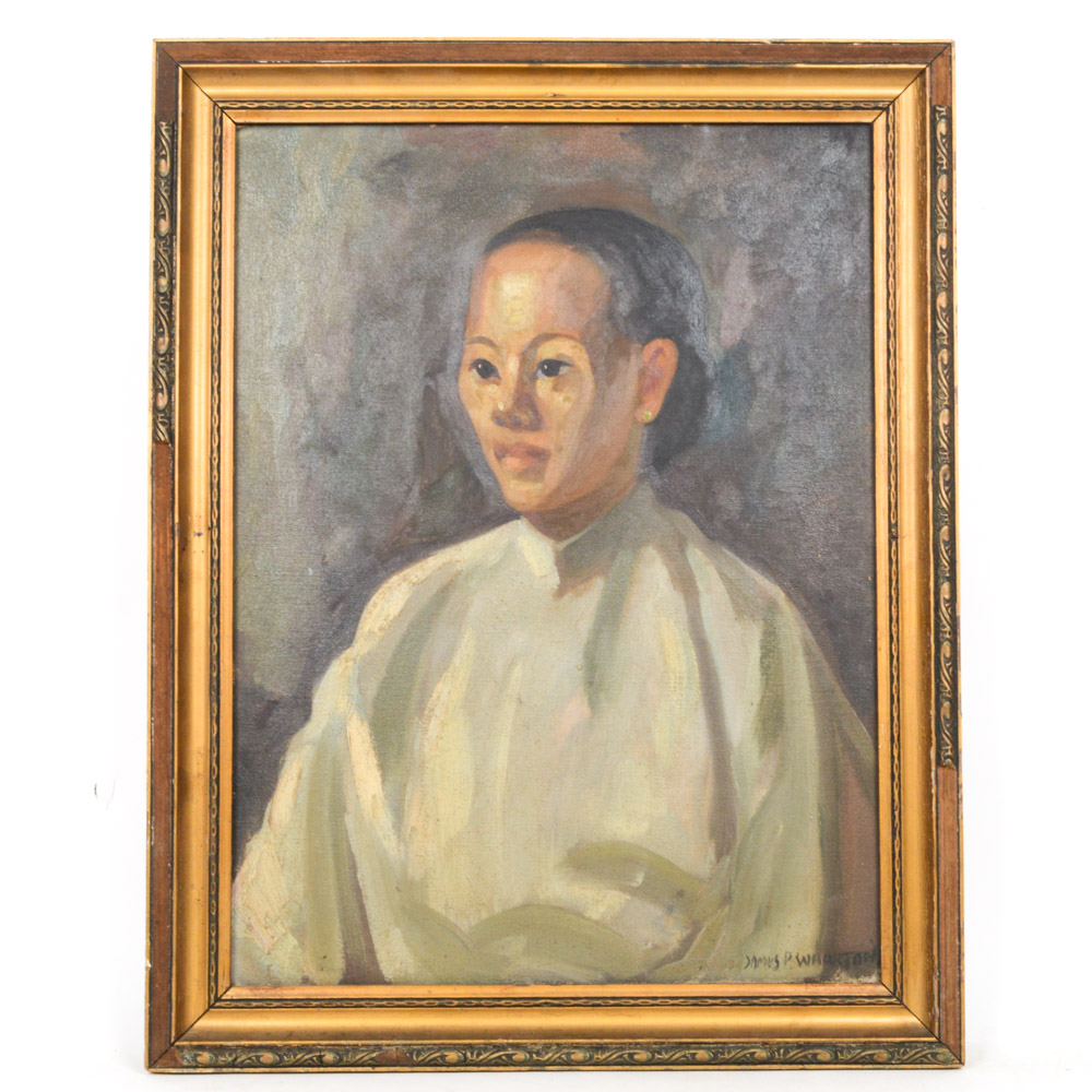 James P. Wharton Oil on Canvas Portrait Painting