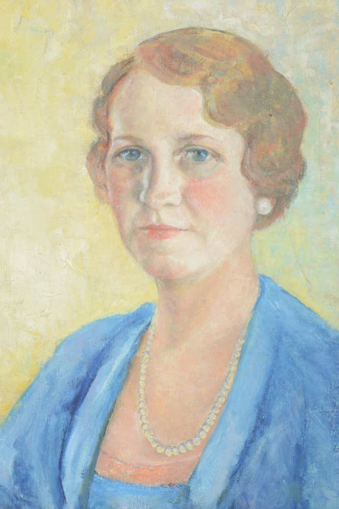 Alice M. Burch Oil on Canvas Self-Portrait Painting "Alice Blue"