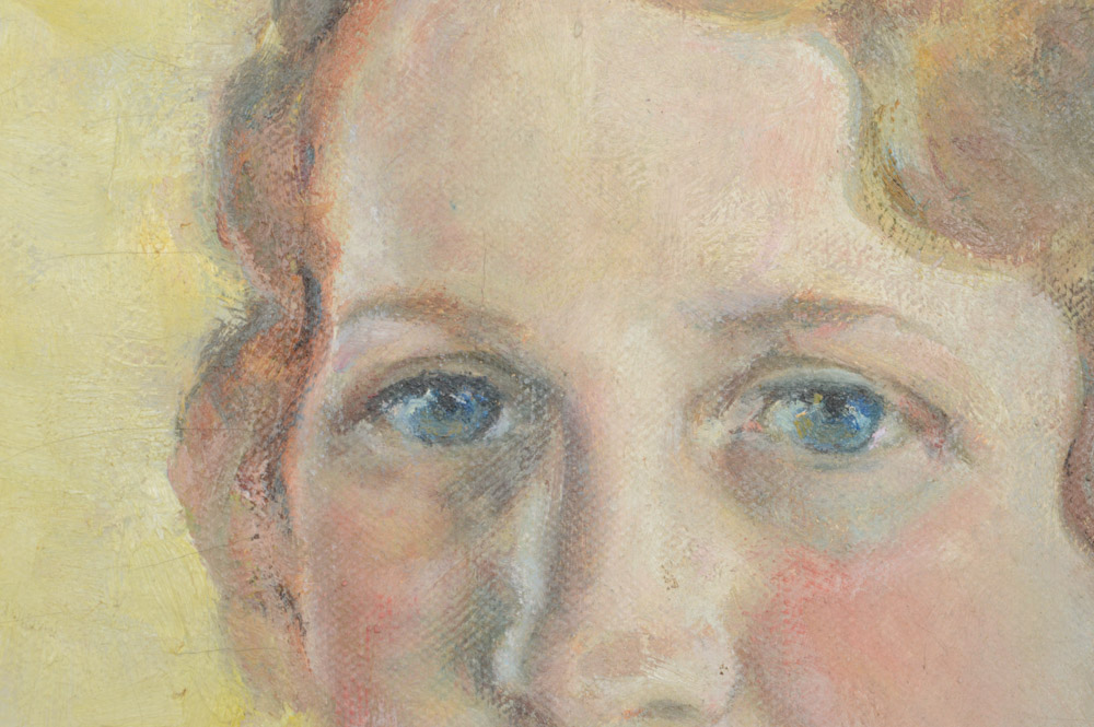 Alice M. Burch Oil on Canvas Self-Portrait Painting "Alice Blue"