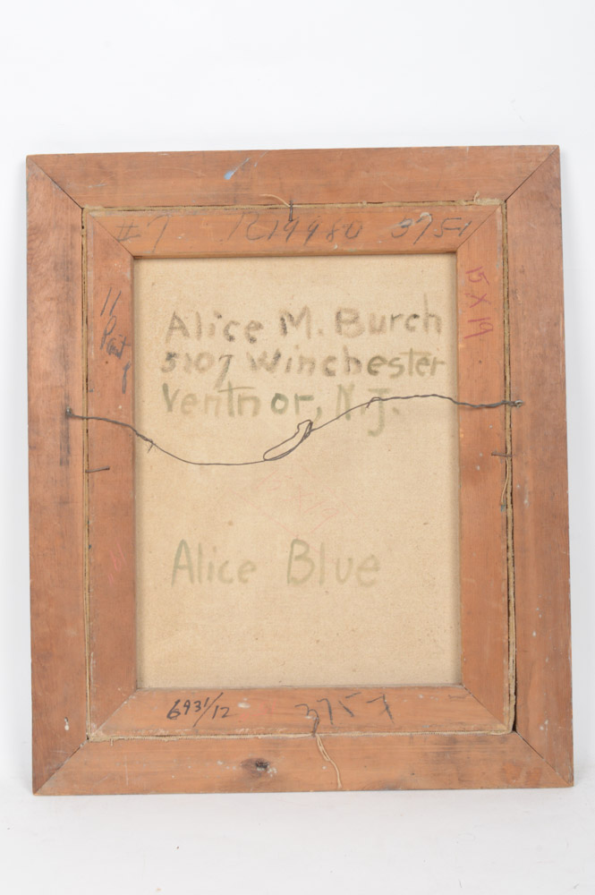 Alice M. Burch Oil on Canvas Self-Portrait Painting "Alice Blue"