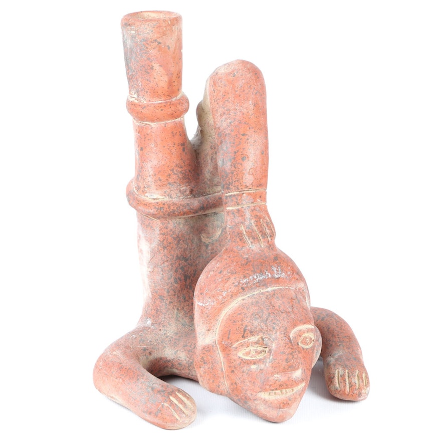 Terra-Cotta Figural Aztec Style Vase