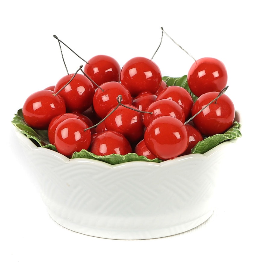 Italian Ceramic Bowl of Cherries