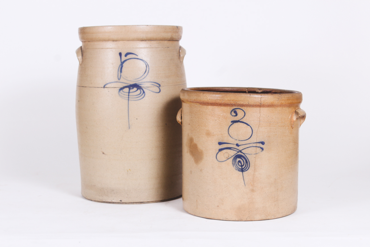 Pair of Antique Red Wing "Bee Sting" Crocks