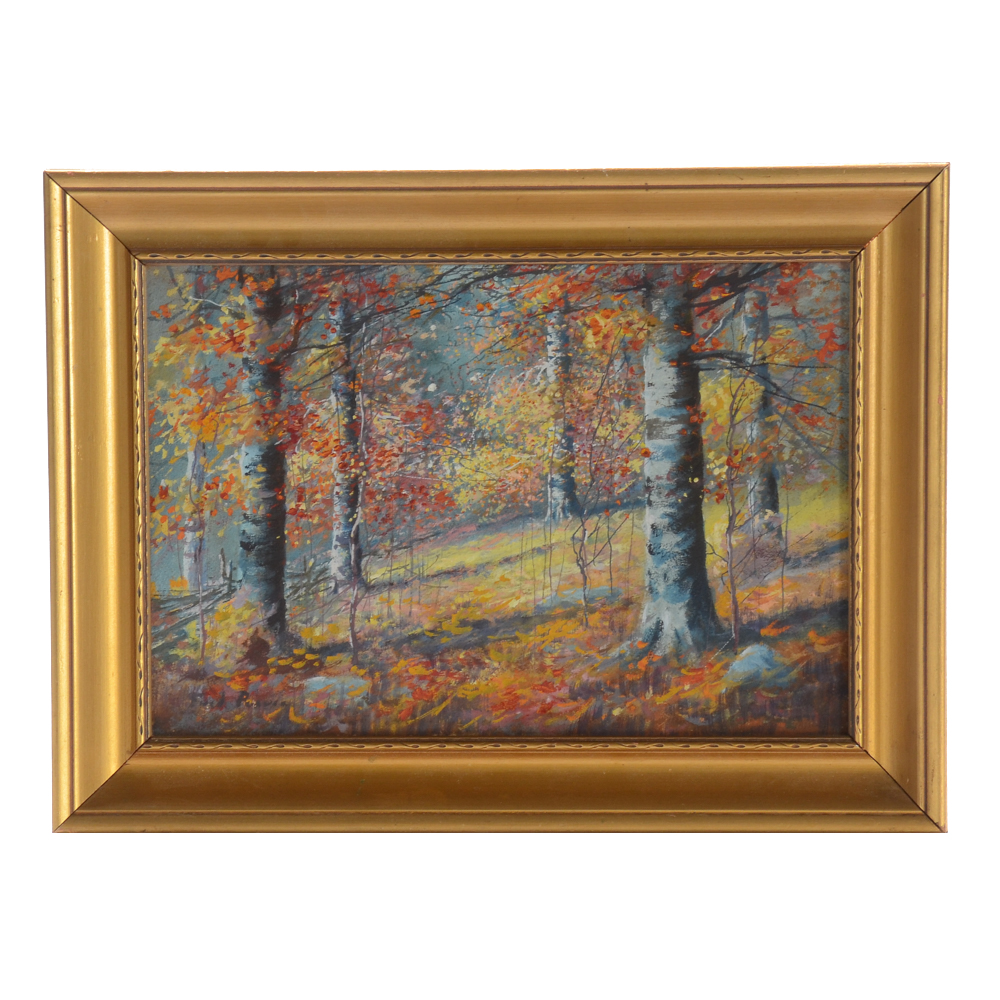 Fred Pearce Original Gouache Painting on Paper "Autumn Beech Trees"