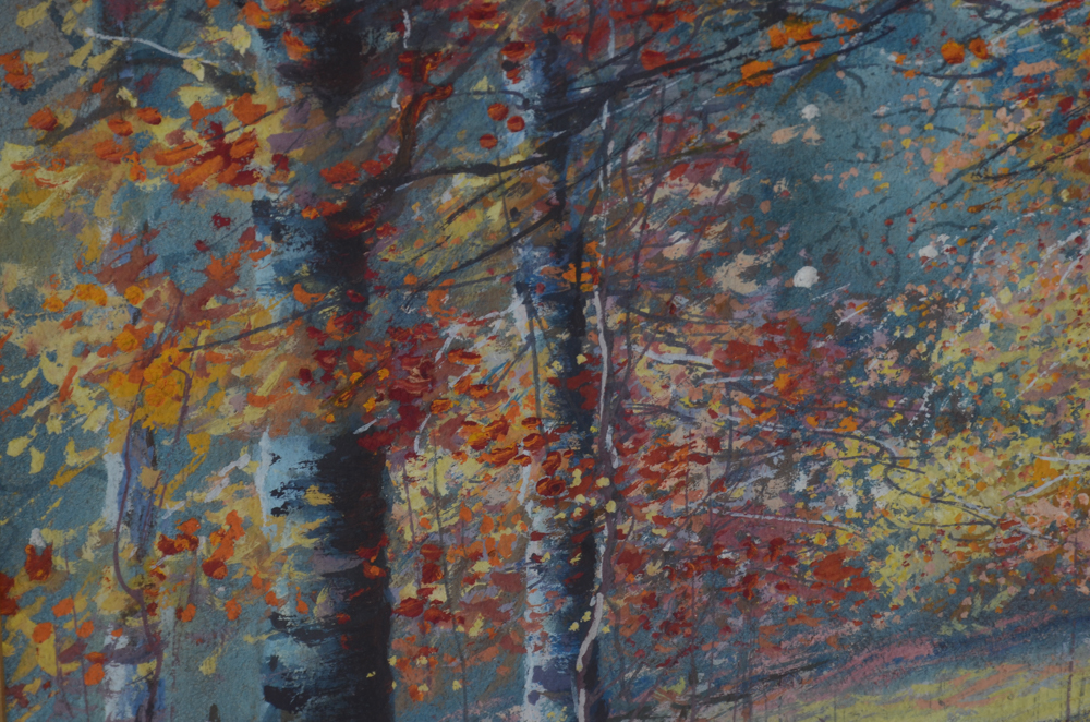 Fred Pearce Original Gouache Painting on Paper "Autumn Beech Trees"