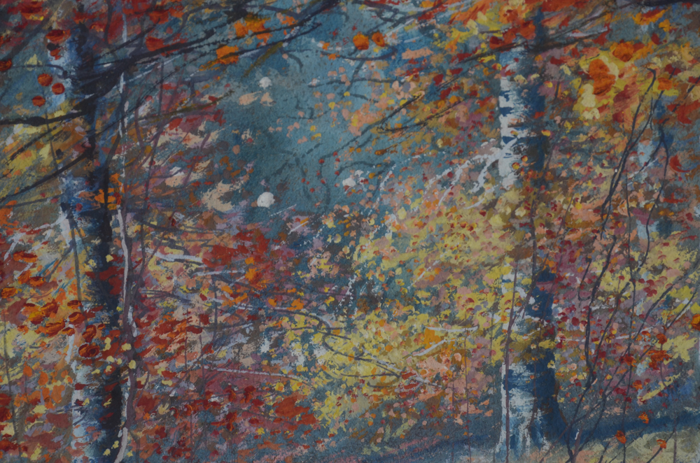 Fred Pearce Original Gouache Painting on Paper "Autumn Beech Trees"
