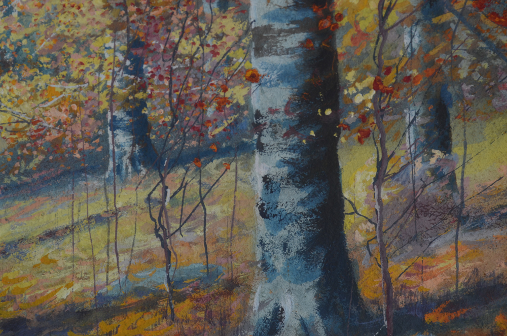 Fred Pearce Original Gouache Painting on Paper "Autumn Beech Trees"