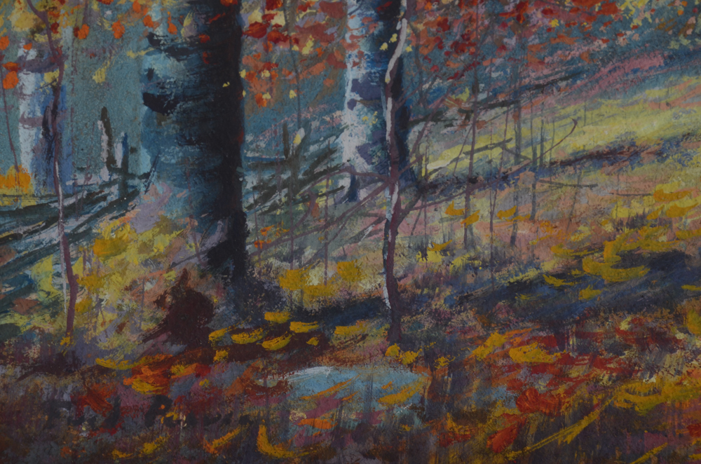 Fred Pearce Original Gouache Painting on Paper "Autumn Beech Trees"