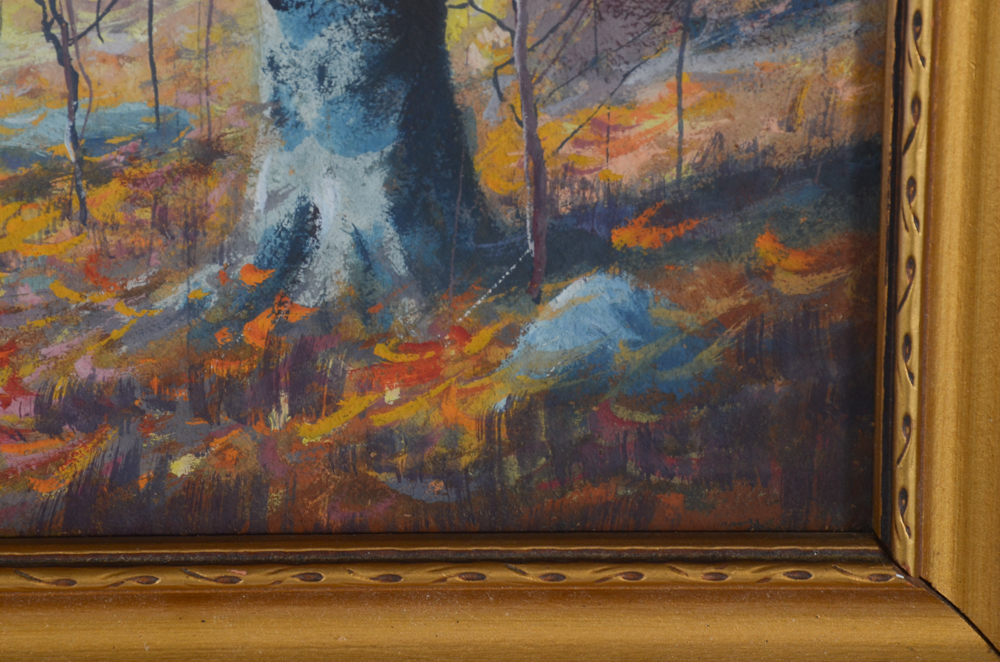 Fred Pearce Original Gouache Painting on Paper "Autumn Beech Trees"