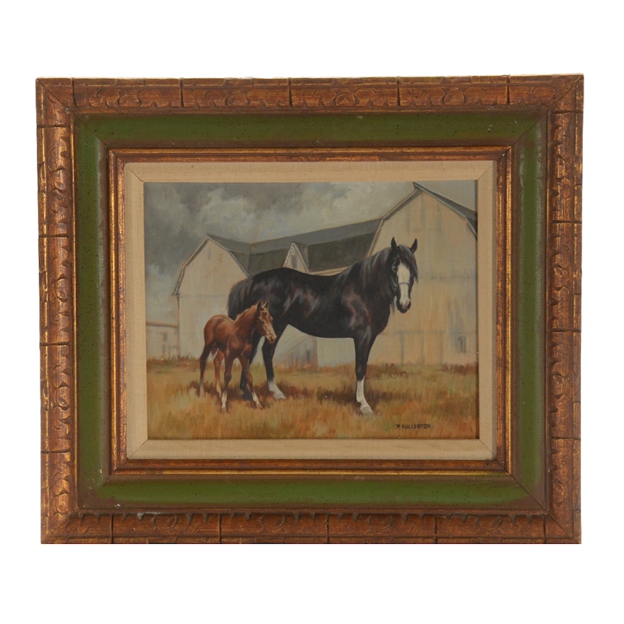 Phyllis Fullerton Original Oil Painting of a Horse and Foal