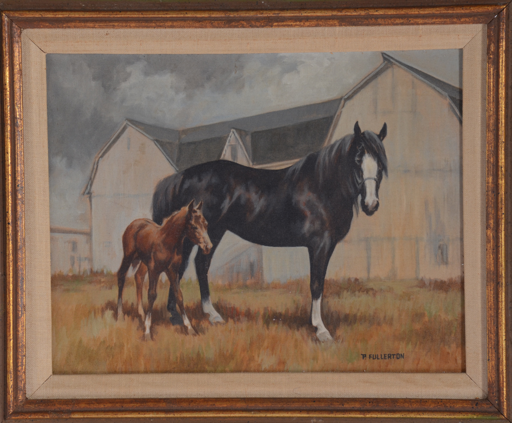 Phyllis Fullerton Original Oil Painting of a Horse and Foal