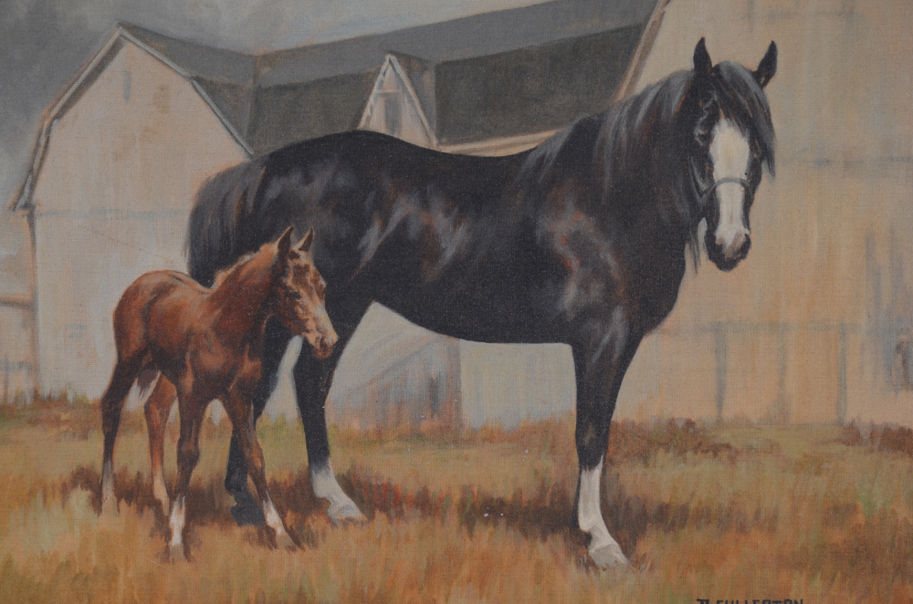 Phyllis Fullerton Original Oil Painting of a Horse and Foal