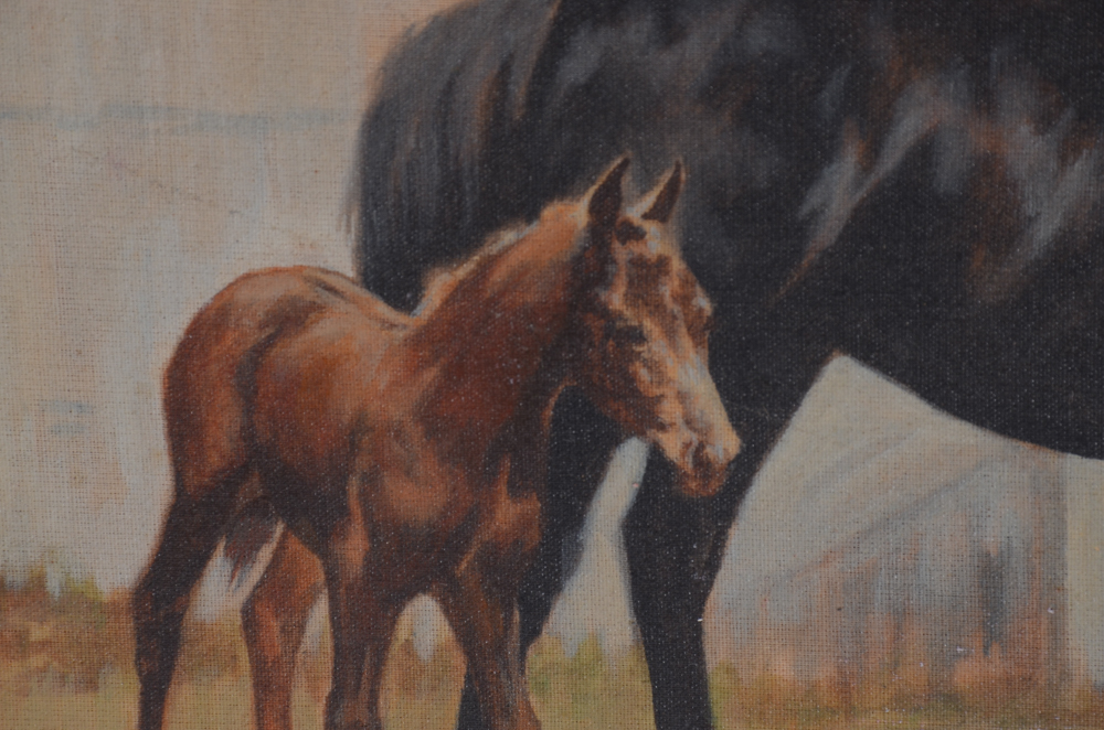 Phyllis Fullerton Original Oil Painting of a Horse and Foal