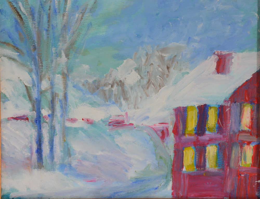 Will Becker Acrylic Painting on Canvas "Winter Pond"