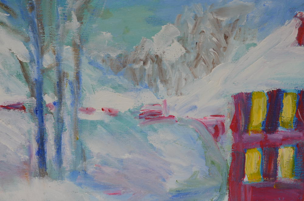 Will Becker Acrylic Painting on Canvas "Winter Pond"