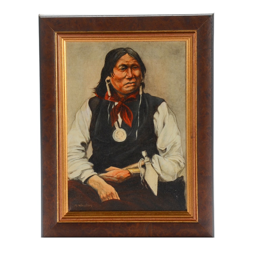 M. Weakley Oil Painting on Canvas "Sitting Bull"