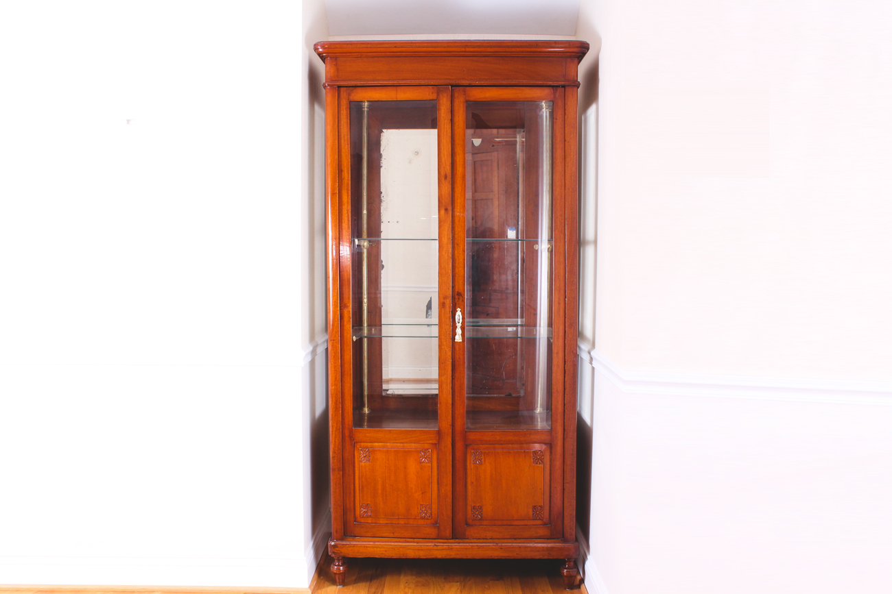 Antique Cherry Wood Curio Cabinet