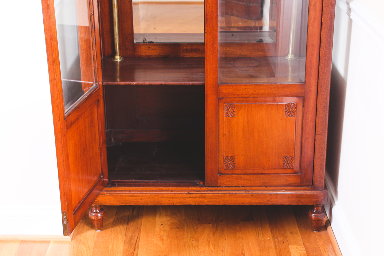Antique Cherry Wood Curio Cabinet