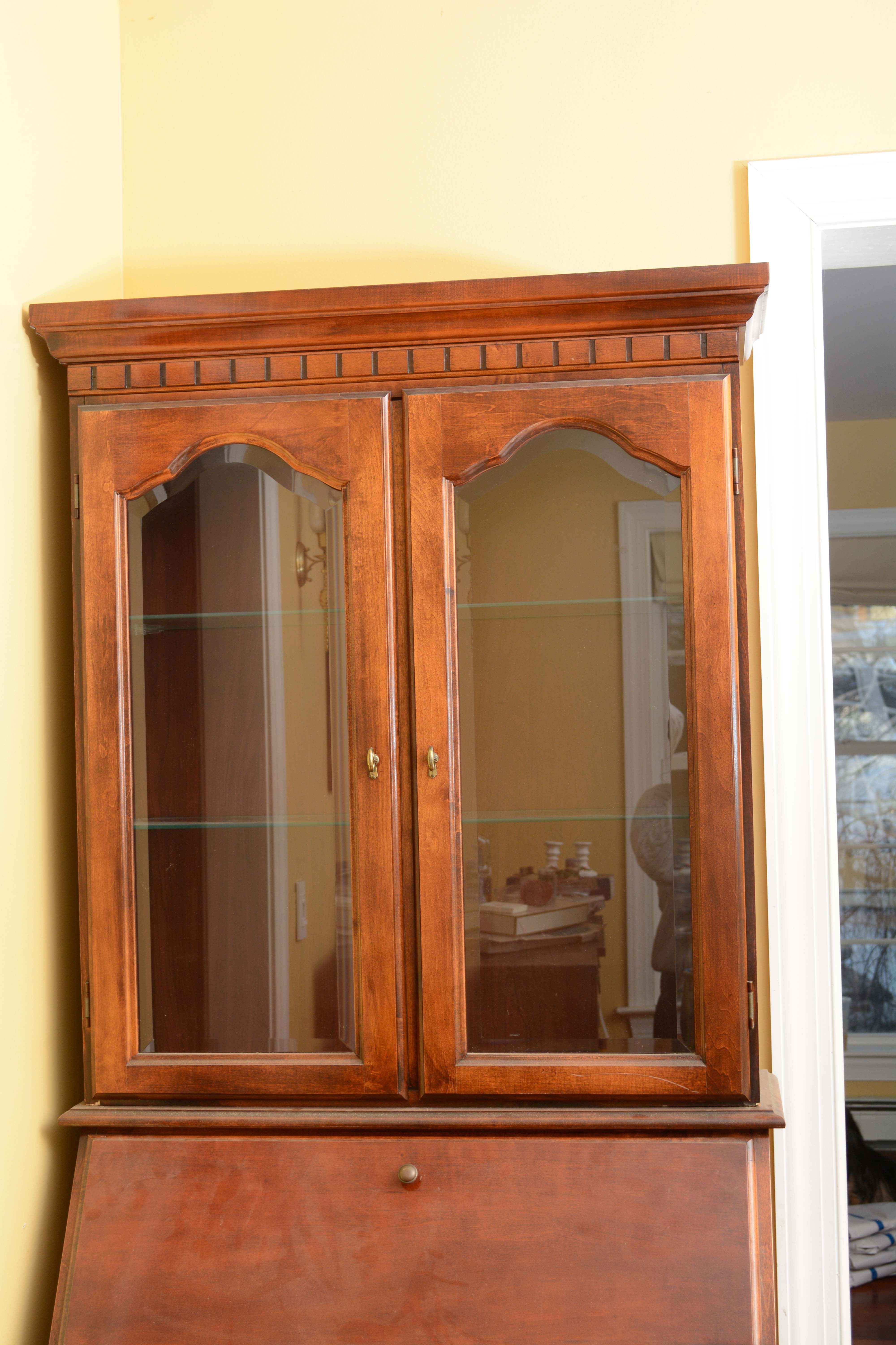 Vintage Colonial Style Maple Hutch with Secretary