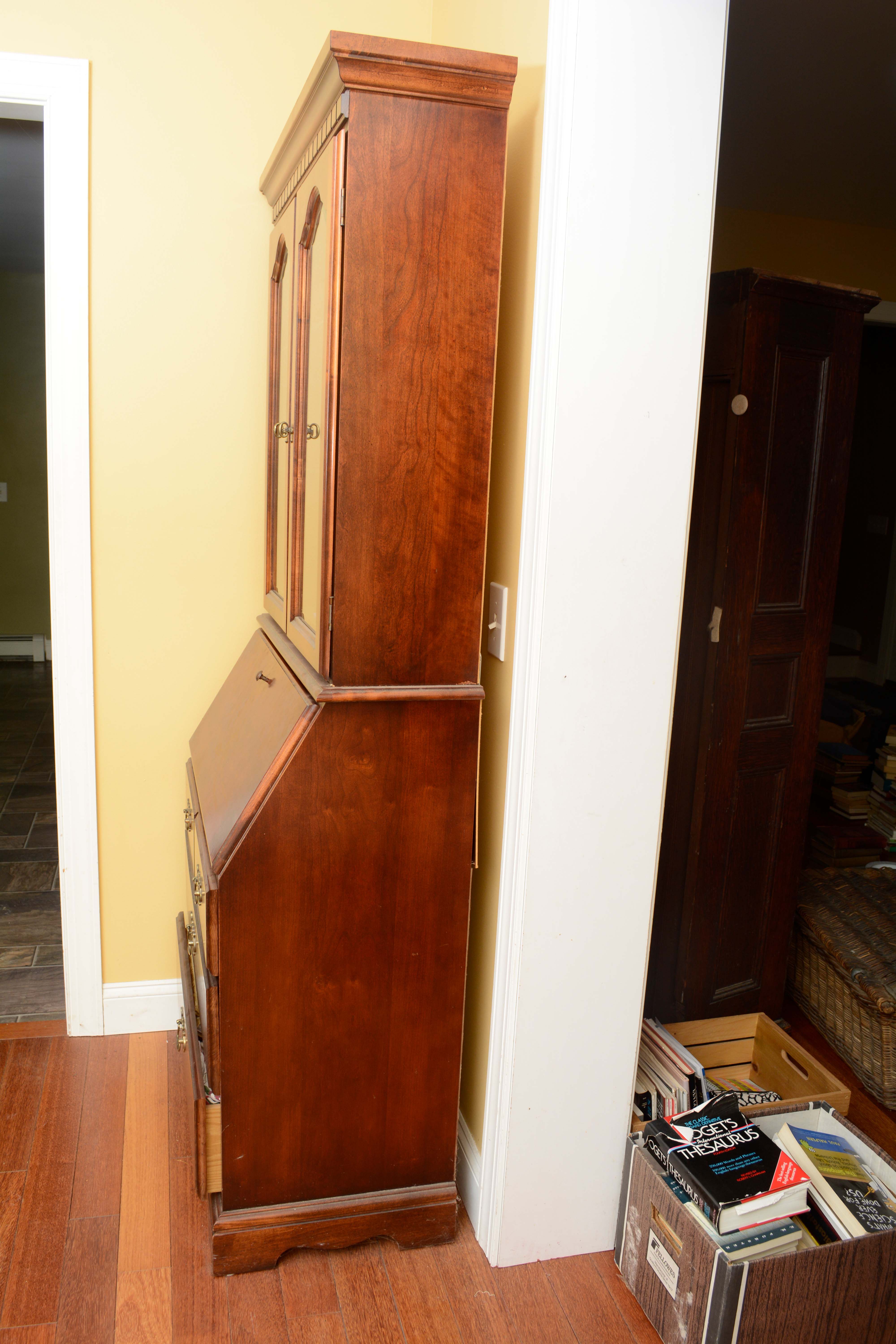 Vintage Colonial Style Maple Hutch with Secretary