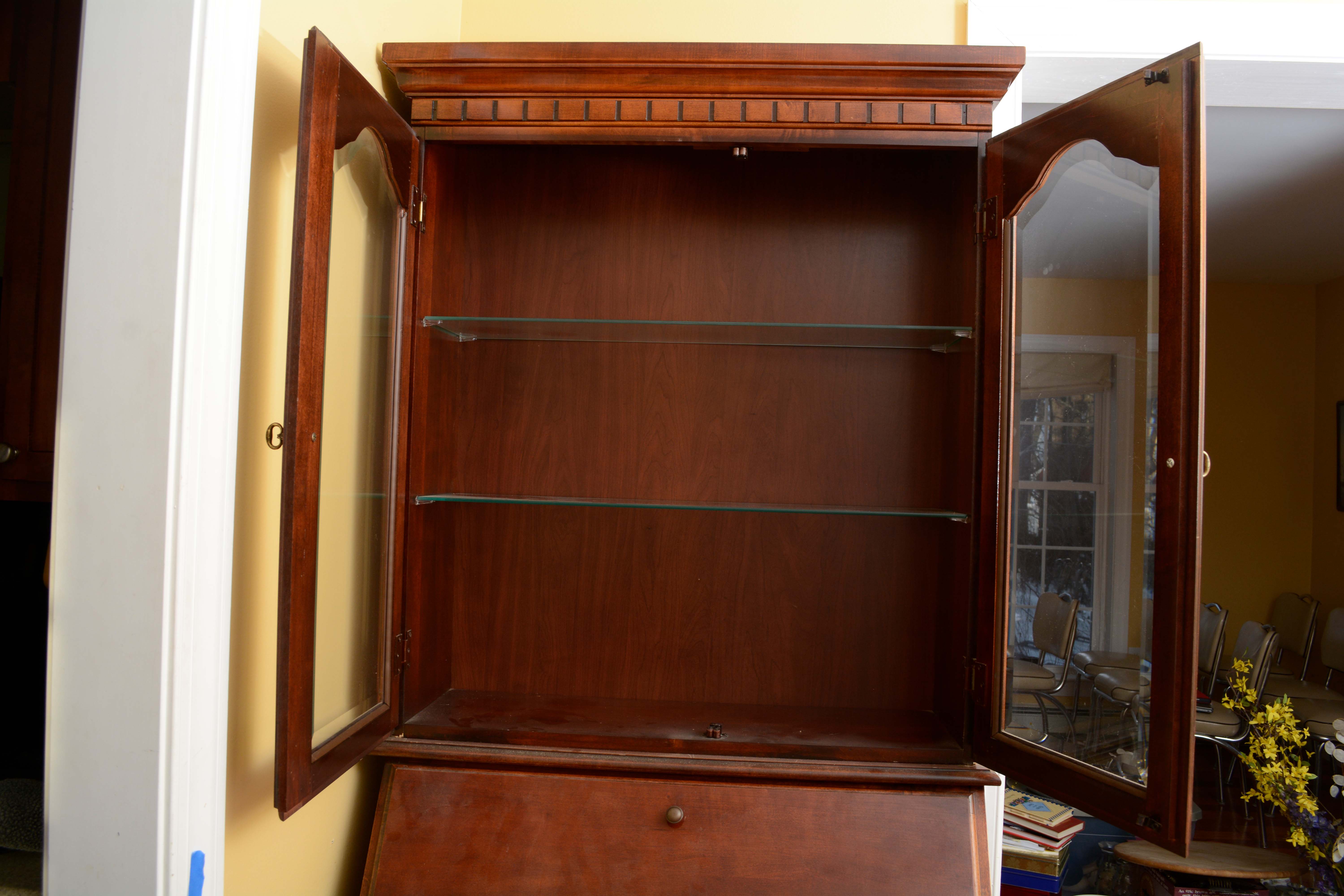 Vintage Colonial Style Maple Hutch with Secretary