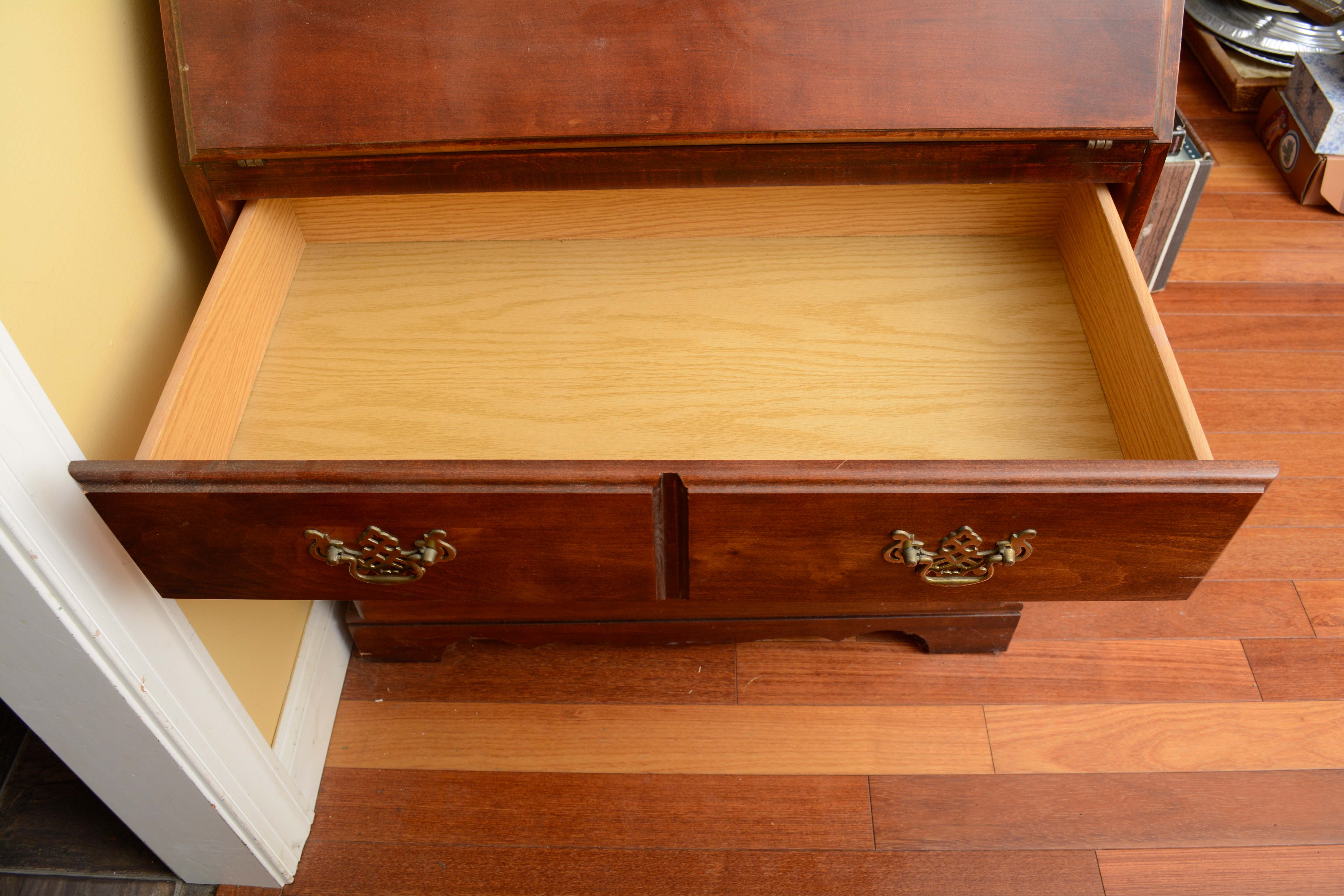 Vintage Colonial Style Maple Hutch with Secretary