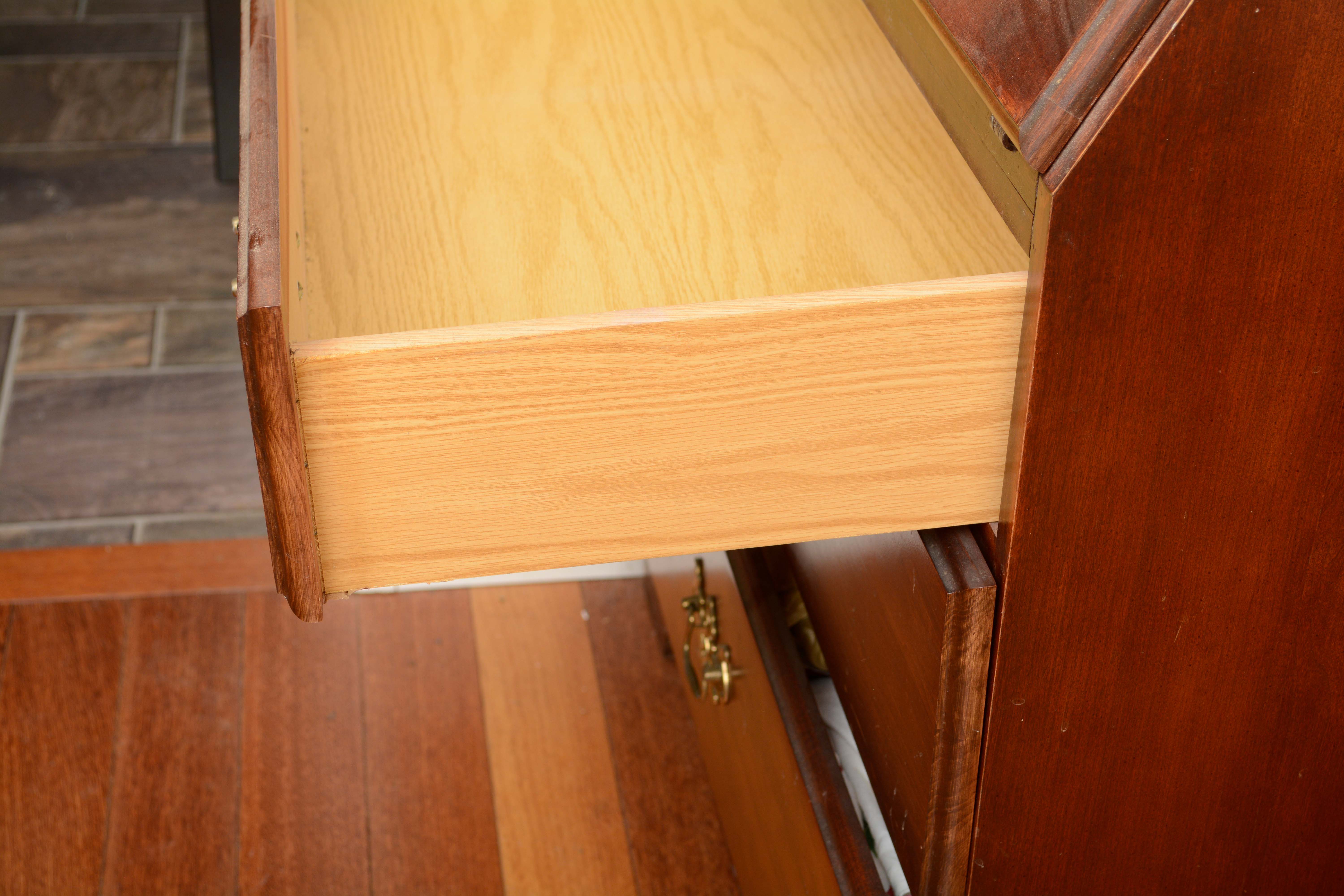 Vintage Colonial Style Maple Hutch with Secretary