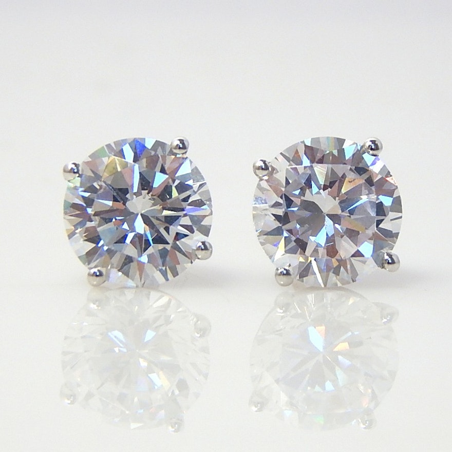 14K White Gold Cubic Zirconia Stud Earrings