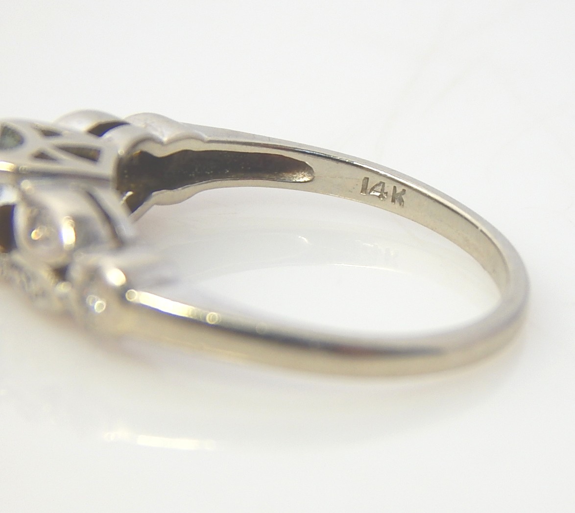 14K White Gold Vintage Diamond Ring