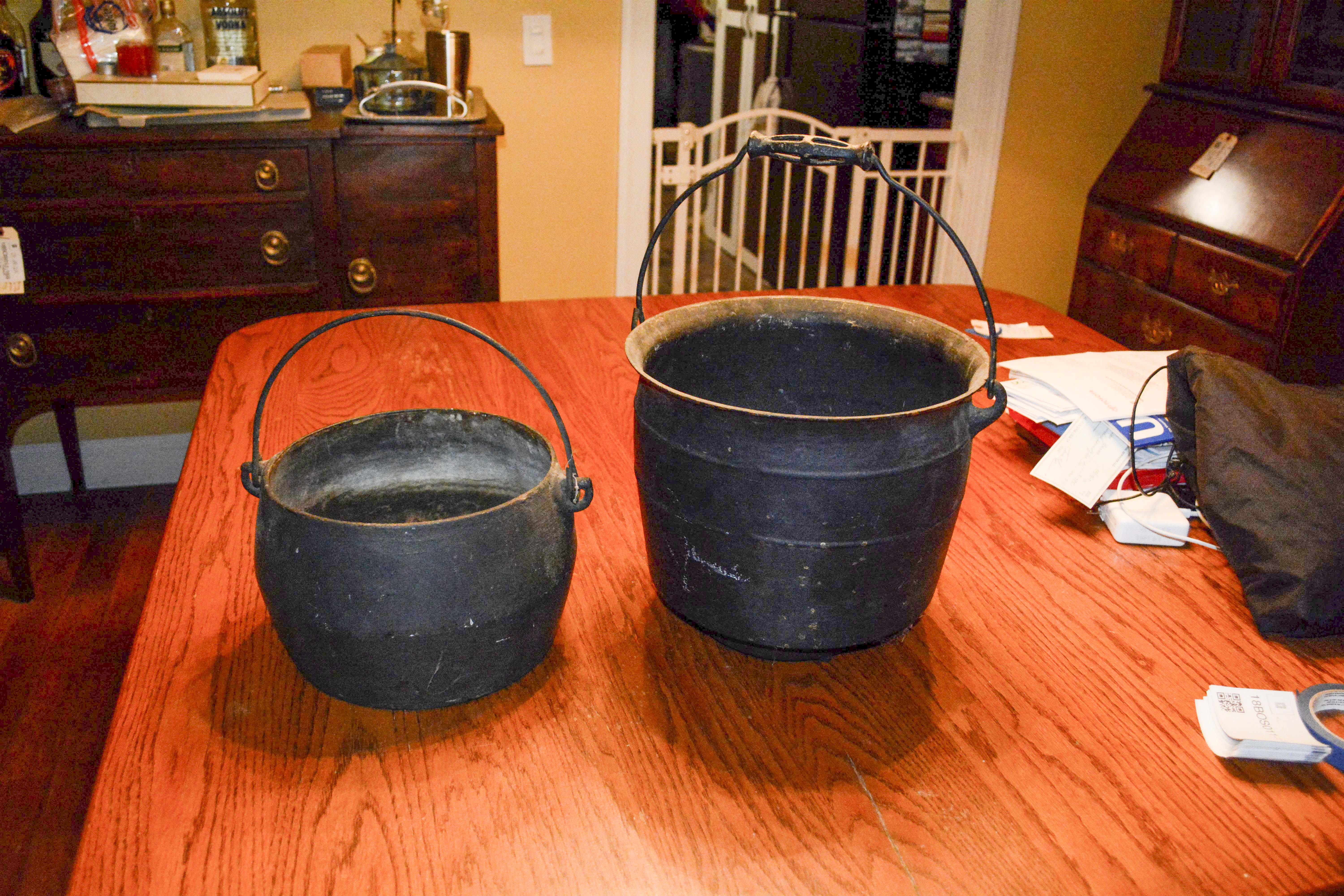 Pairing of Antique Cast Iron Cauldrons
