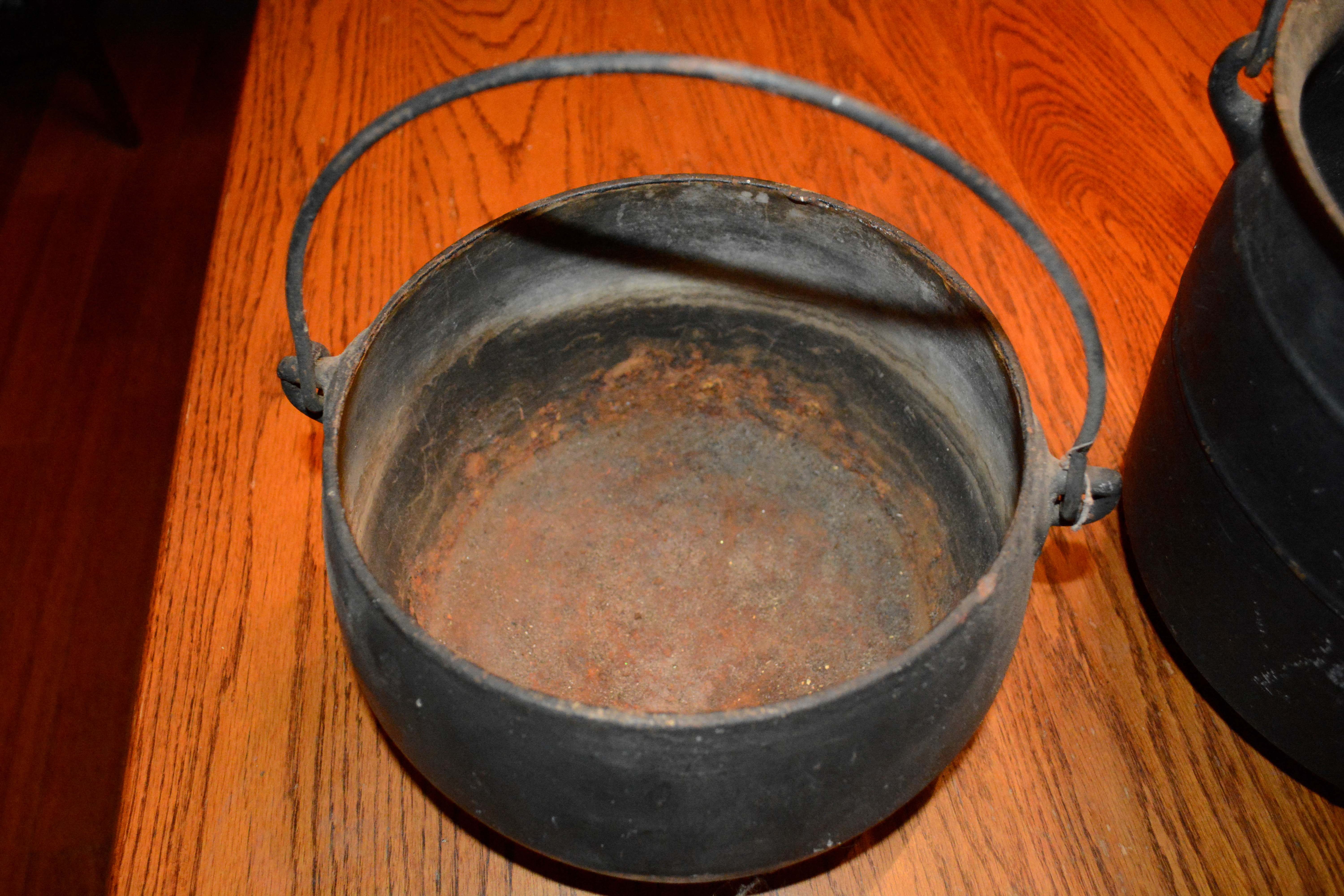 Pairing of Antique Cast Iron Cauldrons