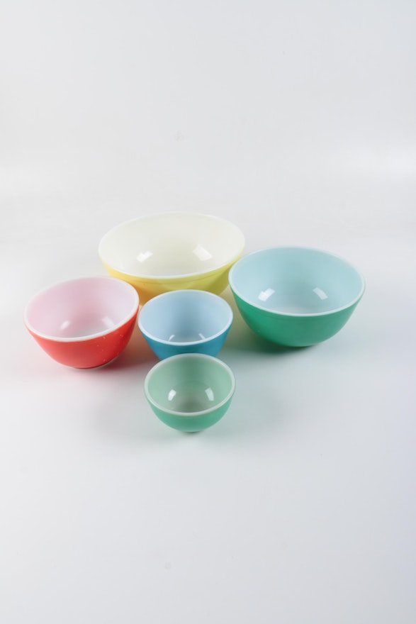 Vintage Pyrex "Primary Colors" Glass Mixing Bowls