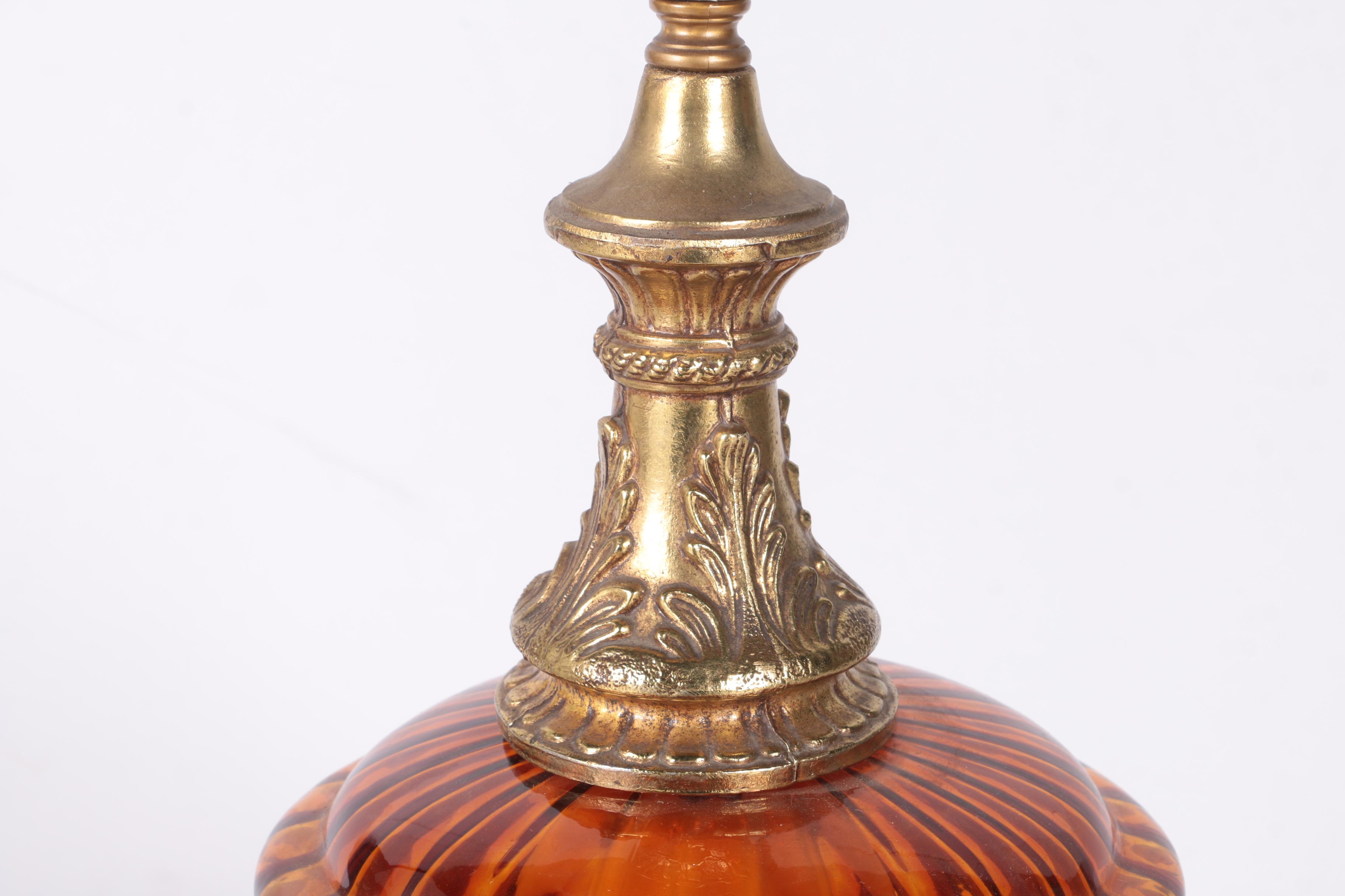 Orange Glass And Metal Table Lamp