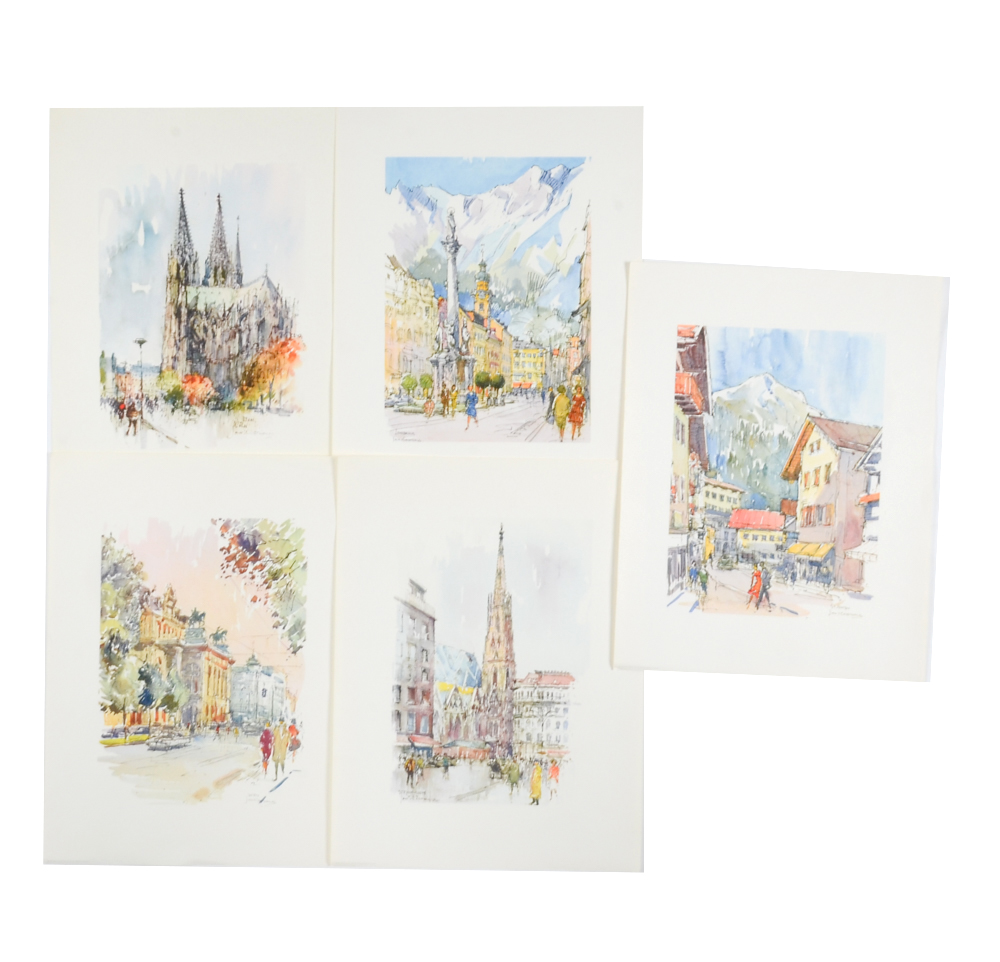 Jan Korthals Collection of Offset Lithographs Prints of City and Townscapes