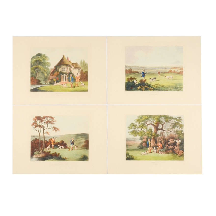 A Series of Four Hand-Colored Etchings "Shooting"