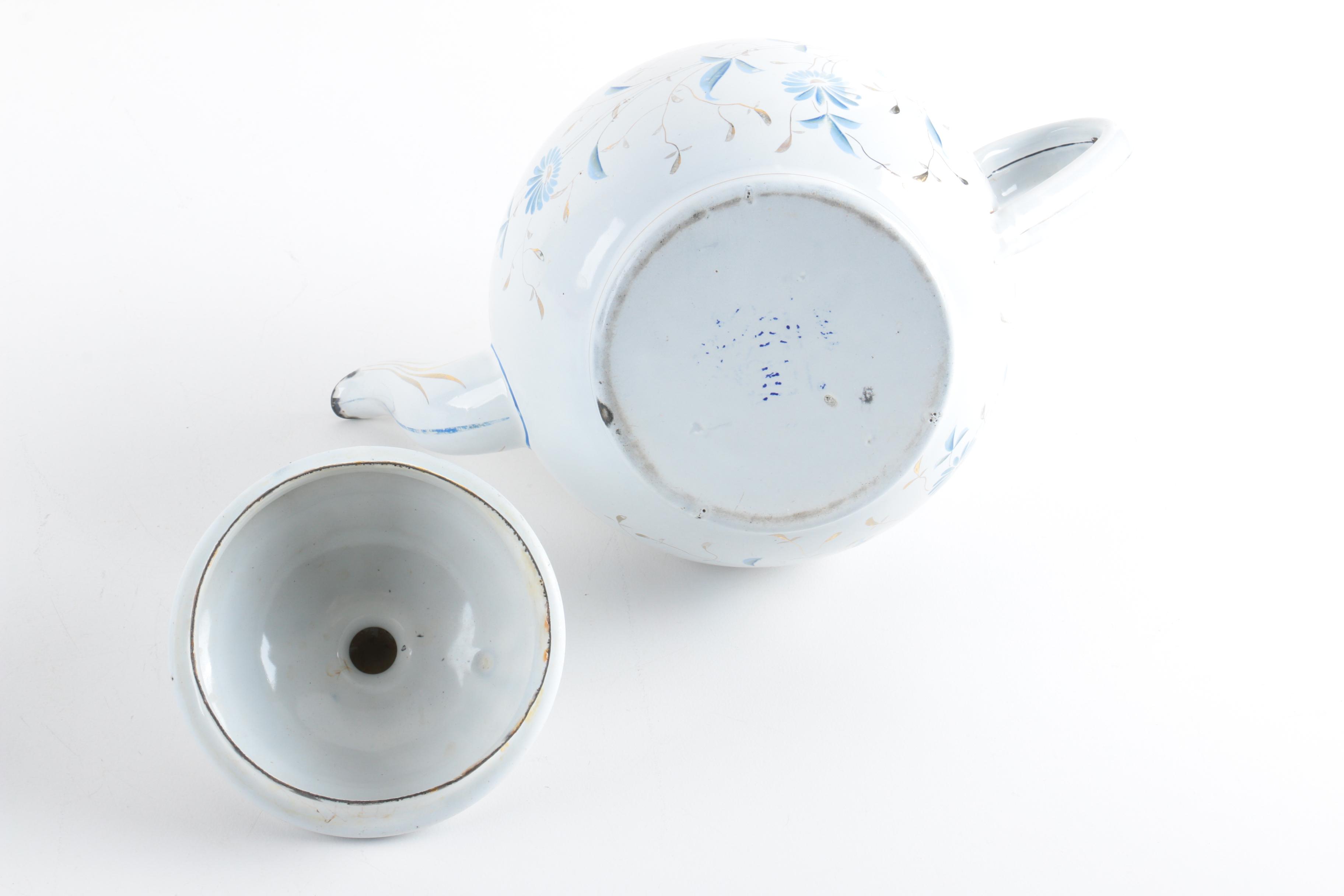 Vintage Shaving Mug and Enamel Teapot