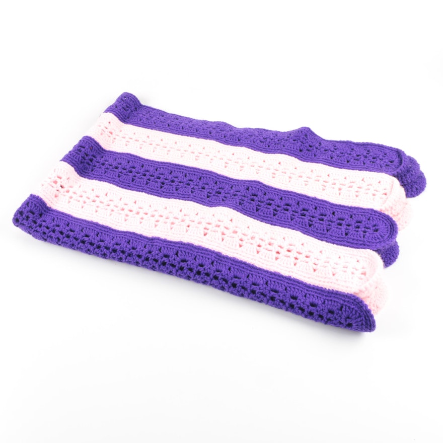 Vintage Pink and Purple Crochet Baby Blanket
