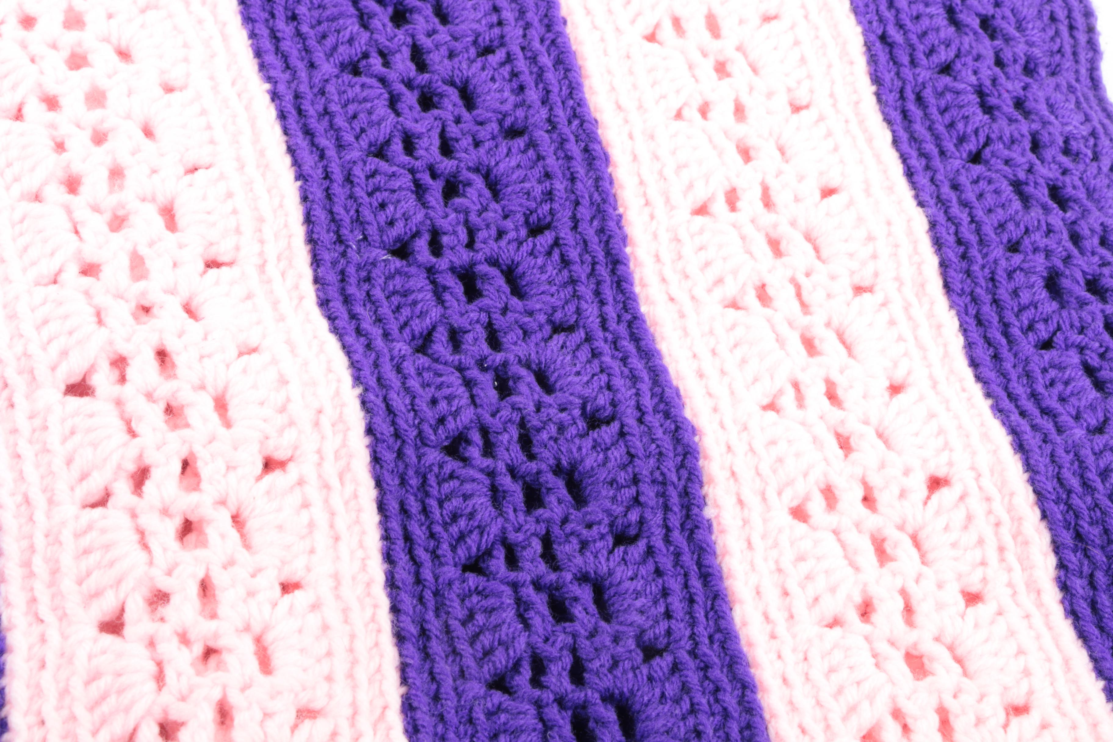 Vintage Pink and Purple Crochet Baby Blanket