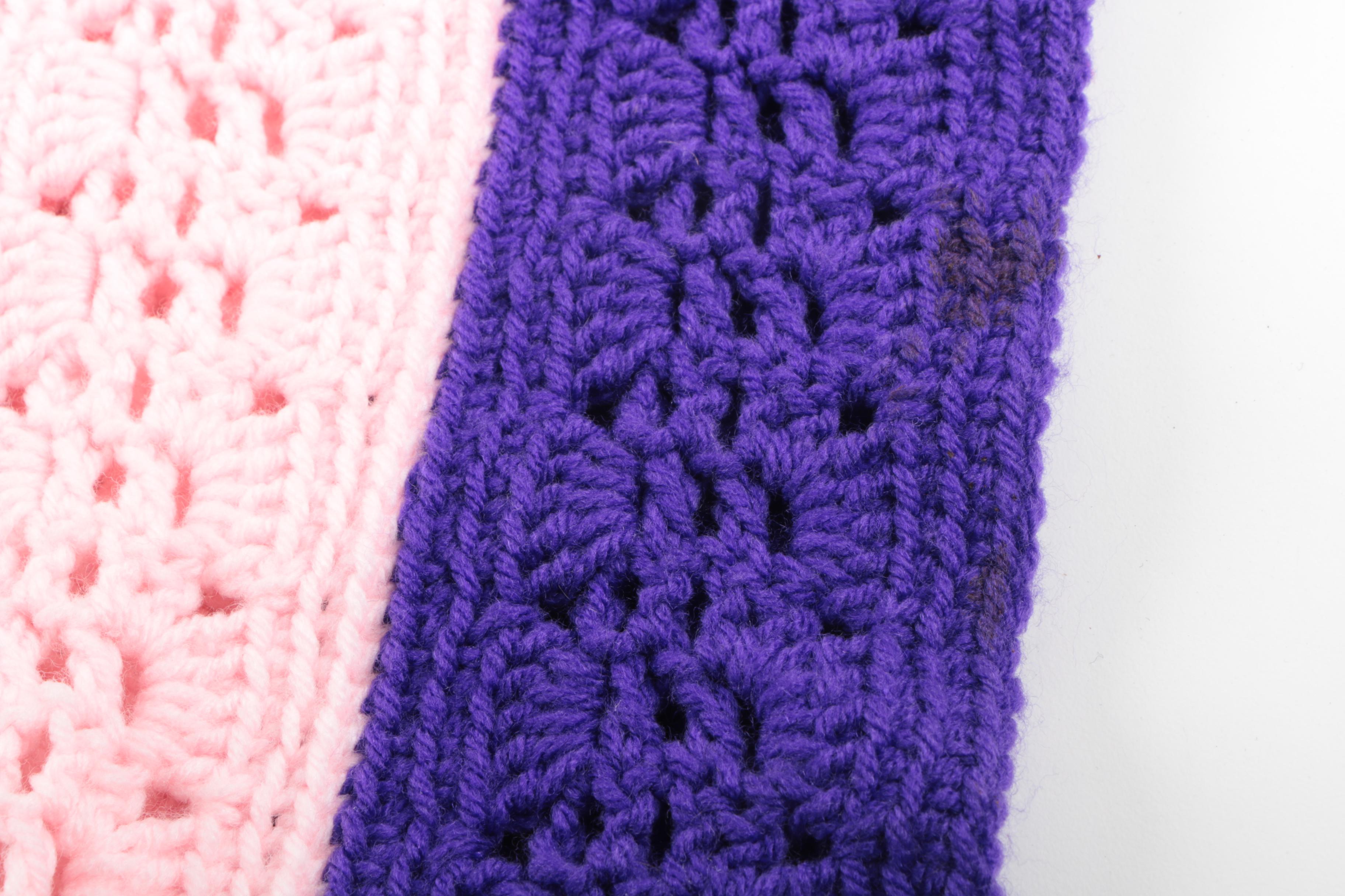 Vintage Pink and Purple Crochet Baby Blanket