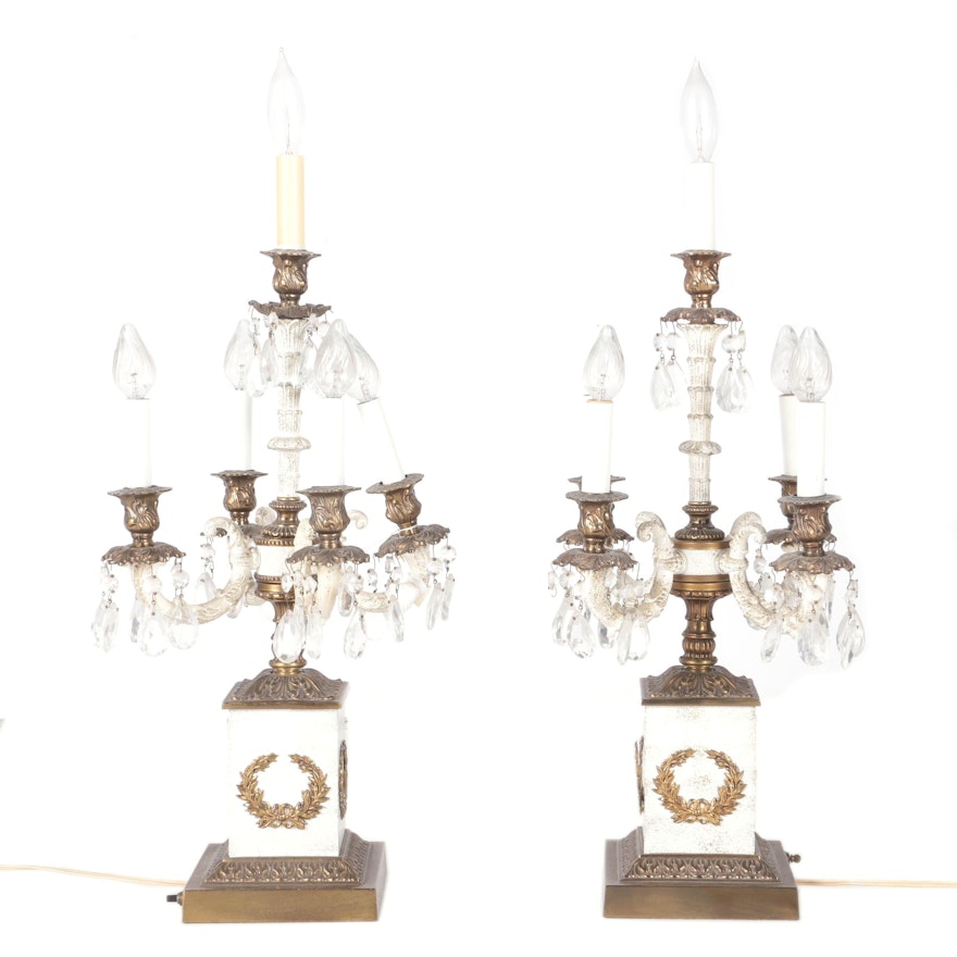 Pair of Neoclassical Style Candelabra Lamps