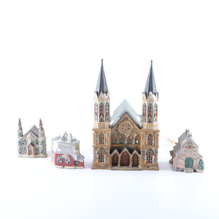 Ceramic Holiday Themed Building Miniatures