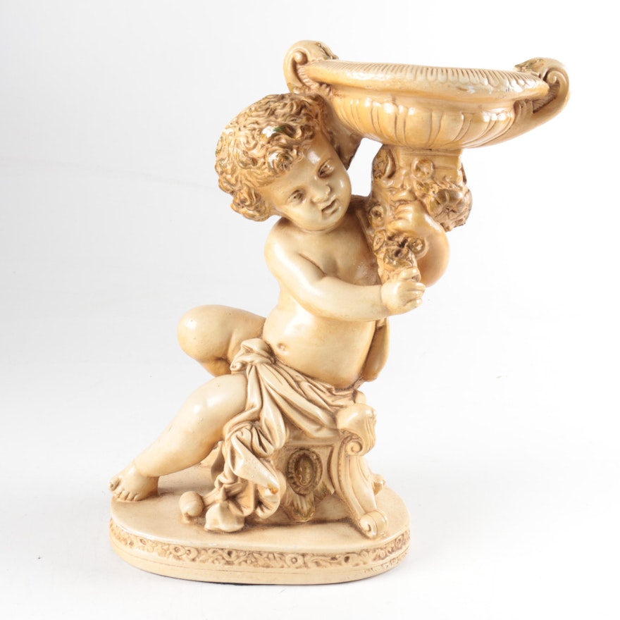 Cherub with Bowl Figurine