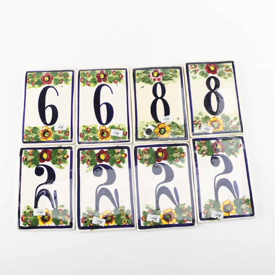 Hand Painted House Number Tiles