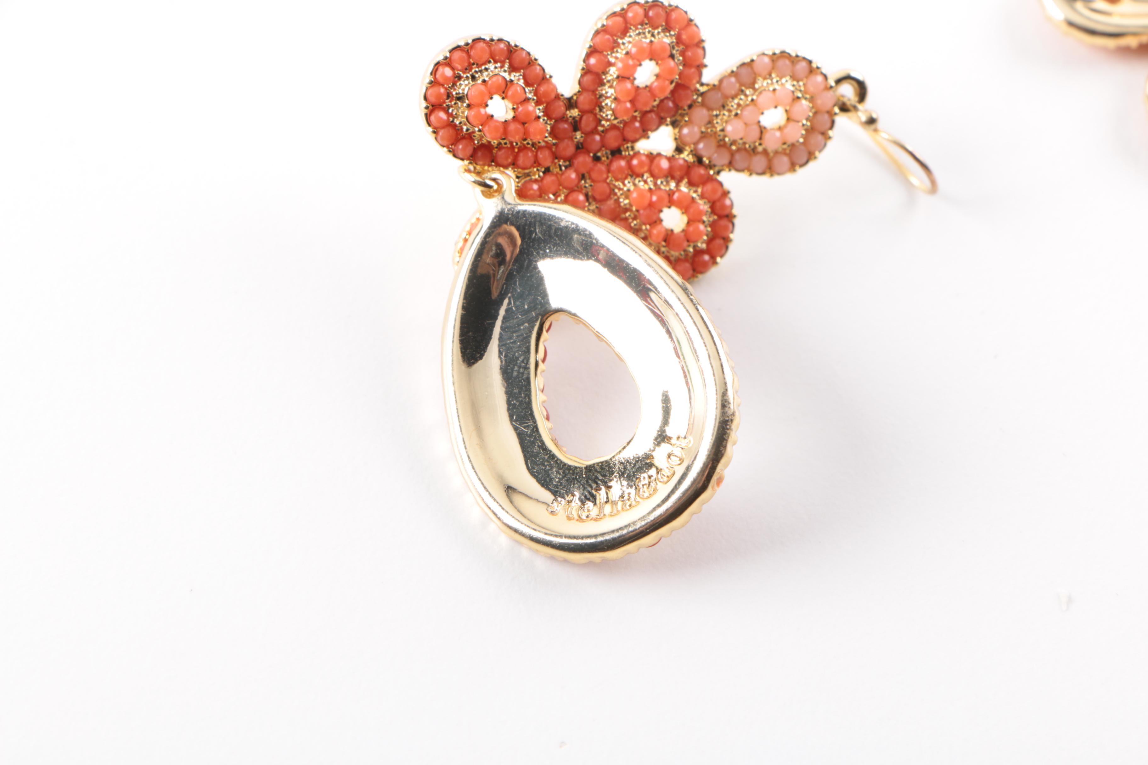 Orange Tone Jewelry Assortment Including Tory Burch Cuff Bracelet