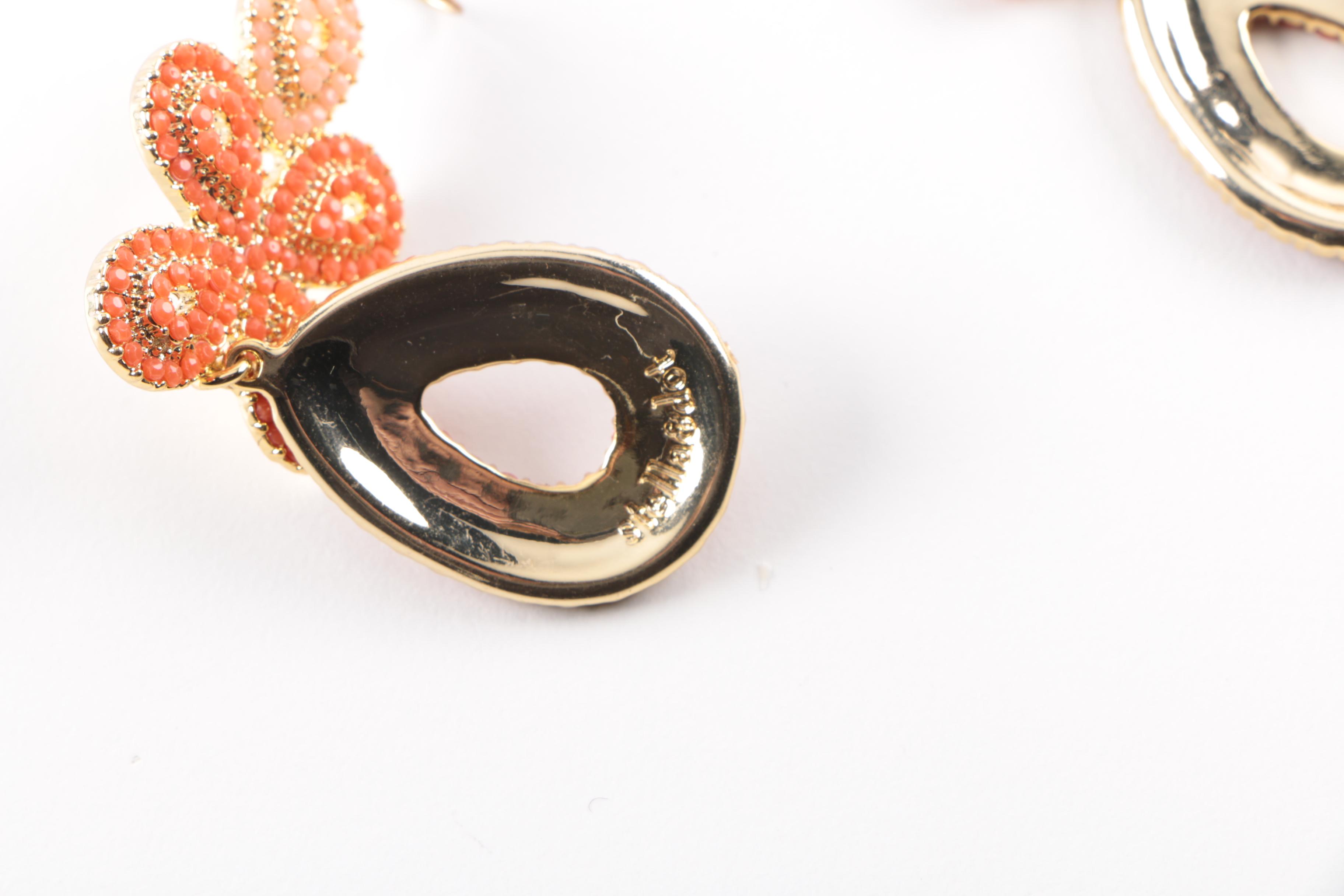 Orange Tone Jewelry Assortment Including Tory Burch Cuff Bracelet