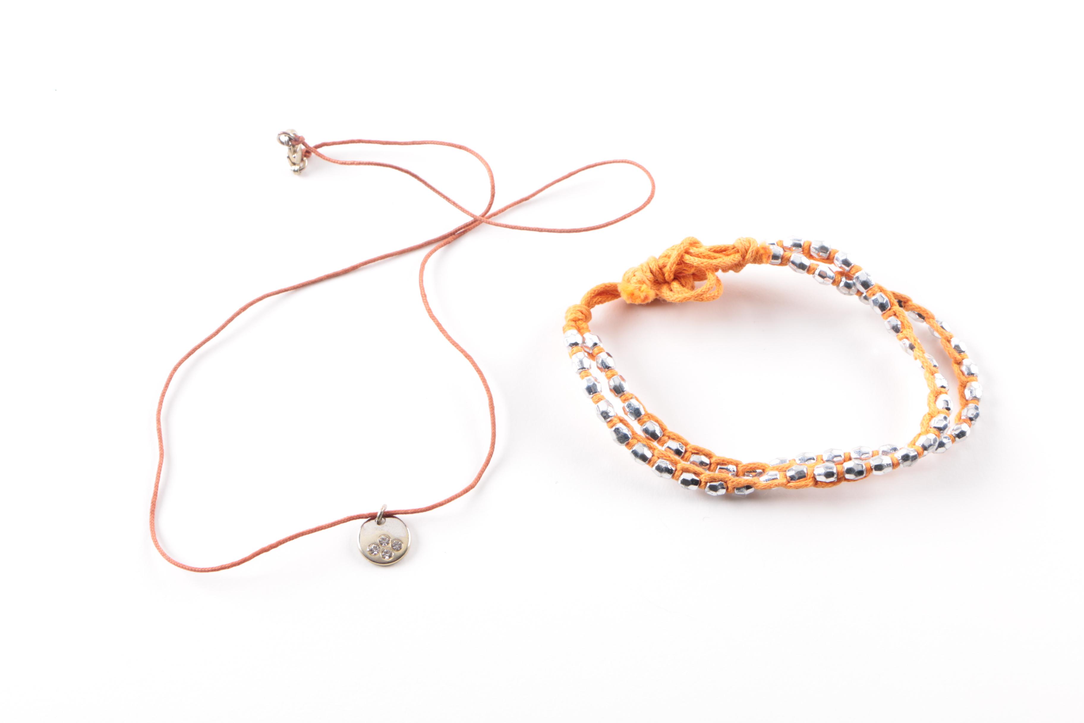 Orange Tone Jewelry Assortment Including Tory Burch Cuff Bracelet